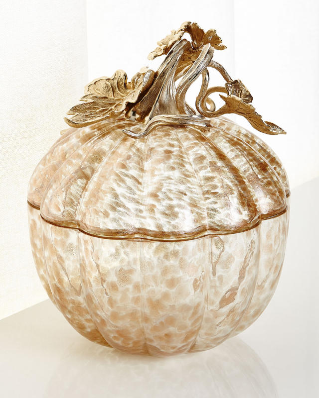 Large Leaf and Vine Gilded Glass Jar